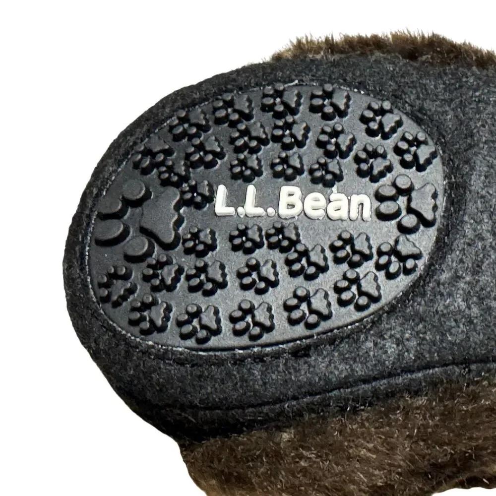 L.L. Bean Toddler Animal Paws Bear Slippers Sz 3-4 Faux Fur Paw Sole Cozy Indoor